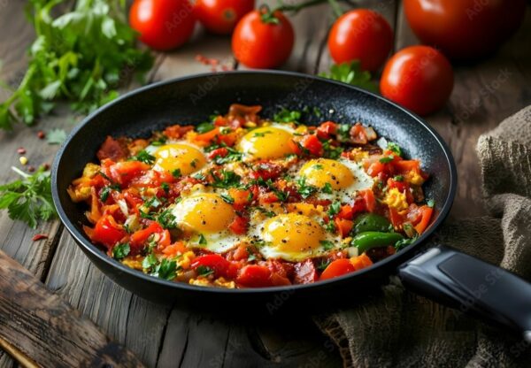 Piperade aux oeufs et au Jambon de Kintoa